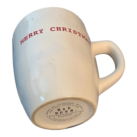 Rae Dunn Merry Christmas Typewriter Print Coffee Cup Tea Mug White & Red Rare - Picture 5 of 5